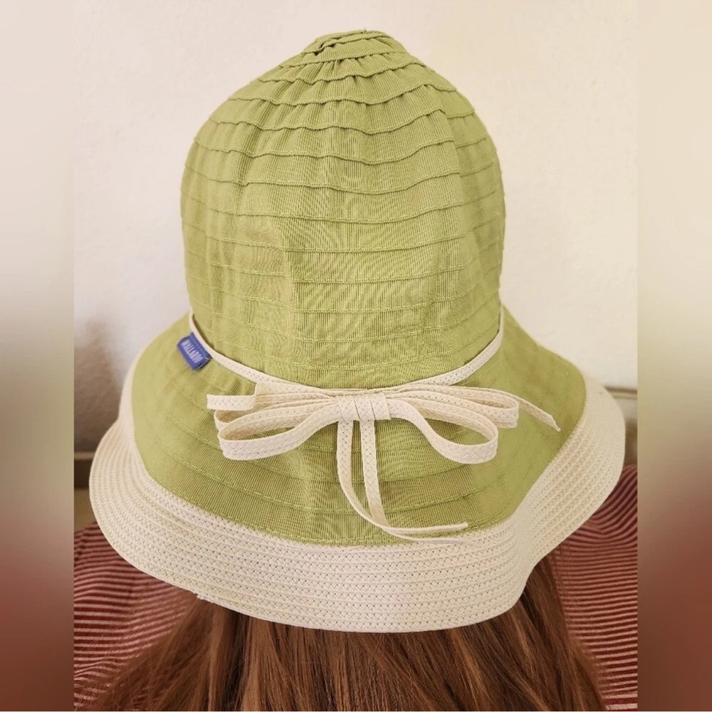 WALLAROO Vintage Tote and Bucket Hat Chelsea Set Lime & White - Picture 12 of 13